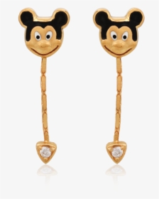Lovely Gold Enamelled Mickey Mouse Danglers - Cartoon, HD Png Download, Free Download