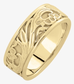 Floral Scroll Hand Crafted Wedding Band - Engagement Ring, HD Png Download, Free Download