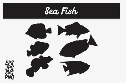 Sea Fish Silhouette Set Svg Vector Image Bundle Graphic - Batik Mega Mendung Vector, HD Png Download, Free Download