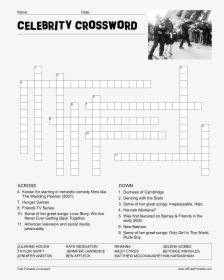 Celebrity Crossword Puzzle Main Image Download Template - Celebrity Word Scramble Answers, HD Png Download, Free Download