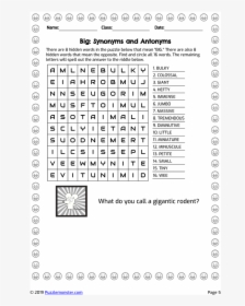 Word Search - Diminutive Worksheets Grade 5, HD Png Download, Free Download