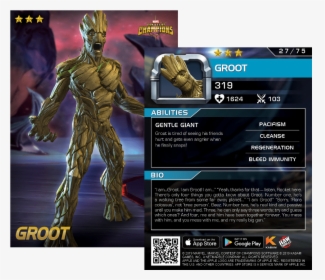Groot Card, Marvel Contest Of Champions Arcade - Dave And Busters Contest Of Champions Cards, HD Png Download, Free Download
