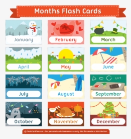 Months Of The Year Flashcards Printable Pdf, HD Png Download, Free Download