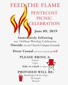 Pentecost Picnic 2019 - Flames Clip Art, HD Png Download, Free Download