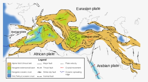 Tectonic Map Mediterranean, HD Png Download, Free Download