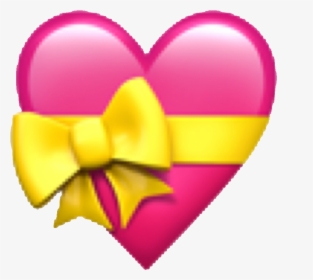 Hearts Emojis Emojisticker Emojiheart - Heart With Ribbon Emoji, HD Png Download, Free Download
