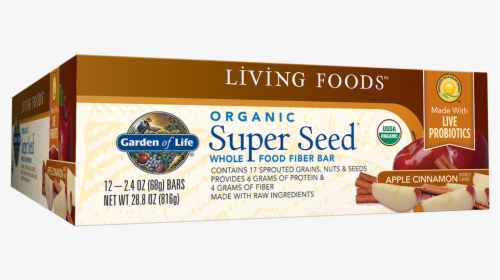 Living Foods Organic Super Seed® Fiber Bar Apple Cinnamon - Chocolate, HD Png Download, Free Download