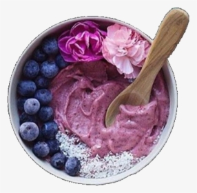 #yogurt #fruit #bowl #cute #food #aesthetic #blue #pink - Aesthetic Yogurt And Fruit, HD Png Download, Free Download