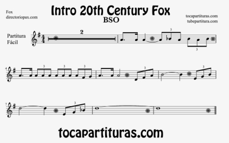 Partitura Fácil De La Intro De La 20th Century Fox - Sheet Music, HD Png Download, Free Download