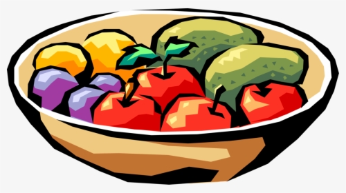 Vector Illustration Of Fruit Bowl With Apples, Plums, - Fruits And Vegetables Clip Art, HD Png Download, Free Download