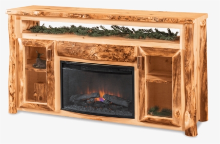 Tv Cabinet W/ Fireplace Living Room Log Furniture In - Rustic Corner Tv Stand With Electric Fireplace, HD Png Download, Free Download