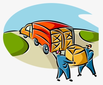 Vector Illustration Of Workers Load Boxes Onto Shipping - Loading Truck Cartoon Png, Transparent Png, Free Download