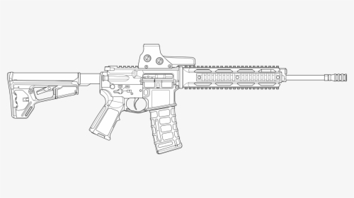 Transparent Ar15 Clipart - Outline Ar 15 Drawing, HD Png Download, Free Download