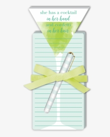 Cocktail In Hand Note Pad With Pen - Paper, HD Png Download, Free Download