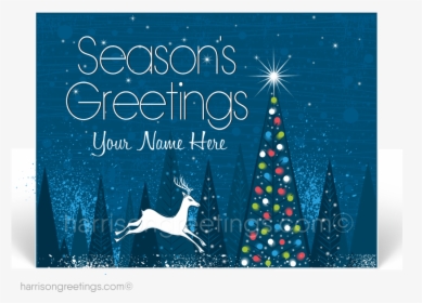 Modern Blue Holiday Postcards - Christmas Tree In Forest, HD Png Download, Free Download