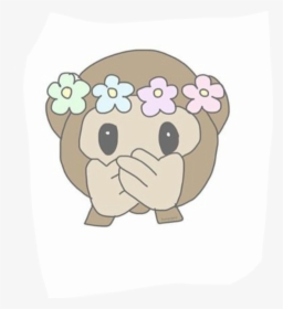 Monkey Emoji With Flower Crown Png - Monkey Emoji Drawing, Transparent Png, Free Download
