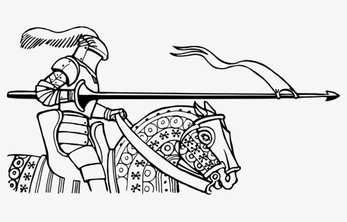Knights Clipart Nobleman - Knight Jousting Line Art, HD Png Download, Free Download