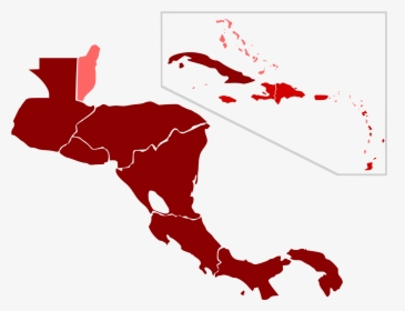 Central America Map Png Clip Art Black And White Download - Central America Map Red, Transparent Png, Free Download