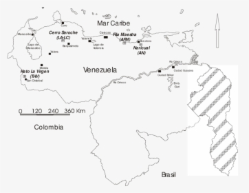 Mapa De Venezuela Donde Se Muestran Las Cuatro Localidades, HD Png Download, Free Download
