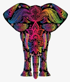 Rainbow Floral Pattern Elephant, HD Png Download, Free Download