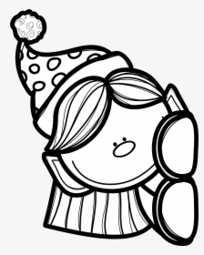 Black And White Coloring Pages Of Girl Elf Peeking - Elf Black And White Clip Art, HD Png Download, Free Download