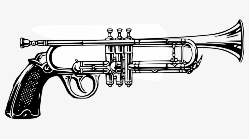 Trumpet Gun Vector File Image - Music Instrument Black And White, HD Png Download, Free Download