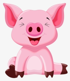 Pink Domestic Cartoon Pig Png Download Free Clipart - Cute Pig Cartoon, Transparent Png, Free Download