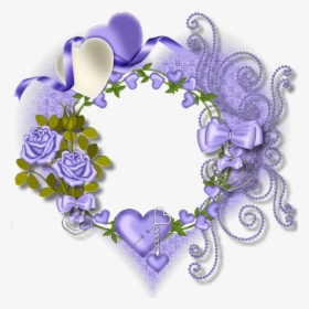 Purple Flower And Heart Border, HD Png Download, Free Download