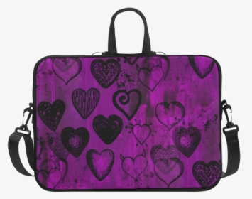 Grunge Purple Hearts Laptop Handbags 17" - Handbag, HD Png Download, Free Download