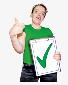 Woman Holding Clipboard With A Tick - Positive And Proactive Care, HD Png Download, Free Download