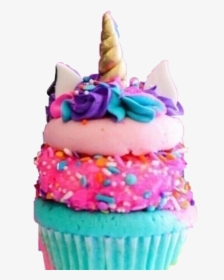#cupcake #cakeart #cake #bake #kek #kapkek #küçükkek - Rainbow Unicorn Unicorn Style Cupcake, HD Png Download, Free Download