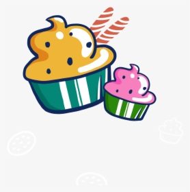 Cartoon Creative Colored Cupcakes Png And Psd - Small Cartoon Of Cake, Transparent Png, Free Download