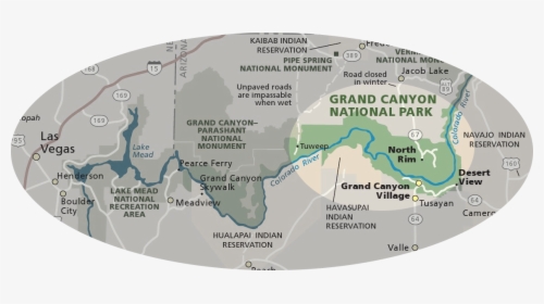 Grand Canyon Map - Simple Grand Canyon National Park Map, HD Png Download, Free Download