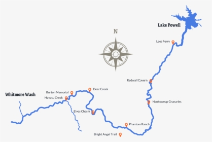 7 Day Grand Canyon Whitewater Expedition - Grand Canyon Rapids Map, HD Png Download, Free Download