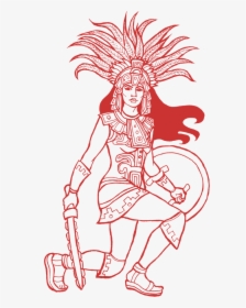 Transparent Aztec Warrior Png - Aztec Warrior Line Drawing, Png Download, Free Download