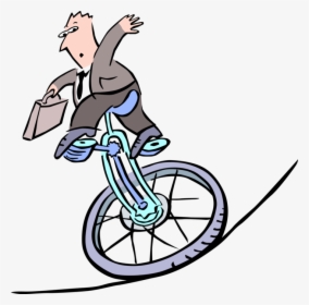 Vector Illustration Of Businessman Balancing On Unicycle - Hybrid Bicycle, HD Png Download, Free Download