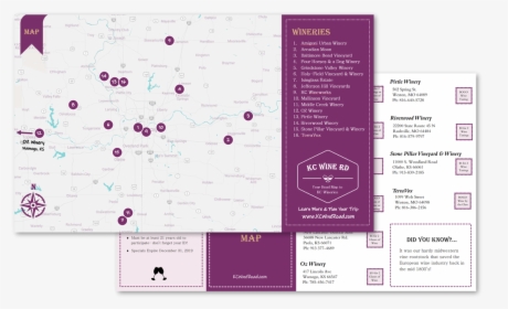 Kc Wine Road Map - Brochure, HD Png Download, Free Download