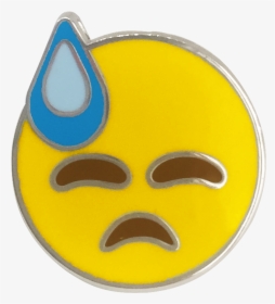 Cold Sweat Emoji Pin - Circle, HD Png Download, Free Download