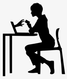 Silhouette People On Computer, HD Png Download, Free Download