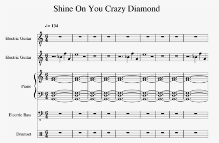 Shine On You Crazy Diamond Sheet Music 1 Of 7 Pages - Shine On You Crazy Diamond Drum Score, HD Png Download, Free Download