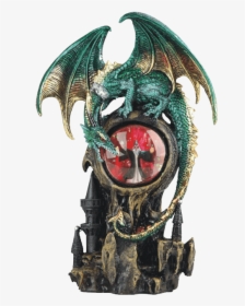 Green Dragon With Castle Led Light - Illustration, HD Png Download, Free Download
