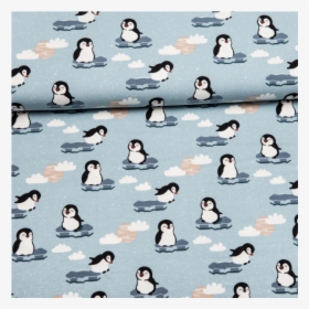 Cotton Jersey Printed Penguins Light Blue - Gull, HD Png Download, Free Download