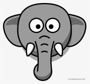 Elephant Head Animal Free Black White Clipart Images - Elephant Face Drawing Cartoon, HD Png Download, Free Download