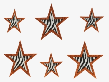 Orange Zebra Glitter Star Sticker - 6 Stars In A Row, HD Png Download, Free Download
