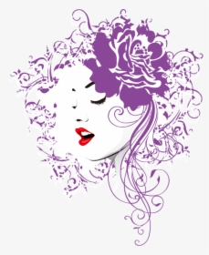 #woman #flowers #face #purple #silhouette #hair #lips - Girl Vector Design, HD Png Download, Free Download