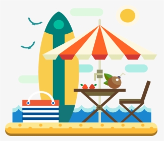 Traveling Clipart Travel Design - Flat Design Beach Png, Transparent Png, Free Download
