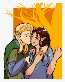 [commission] Lithorniel/legolas - Cartoon - Kiss On Lips, HD Png Download, Free Download