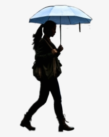 #girl #walking #silhouette #umbrella - Silhouette Walking With Umbrella, HD Png Download, Free Download