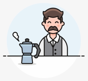 Male Clipart Barista - Cartoon, HD Png Download, Free Download