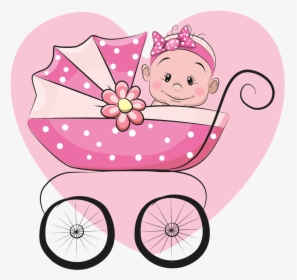 Baby Infant Cartoon Illustration Stroller Free Png - Baby In Stroller Cartoon, Transparent Png, Free Download